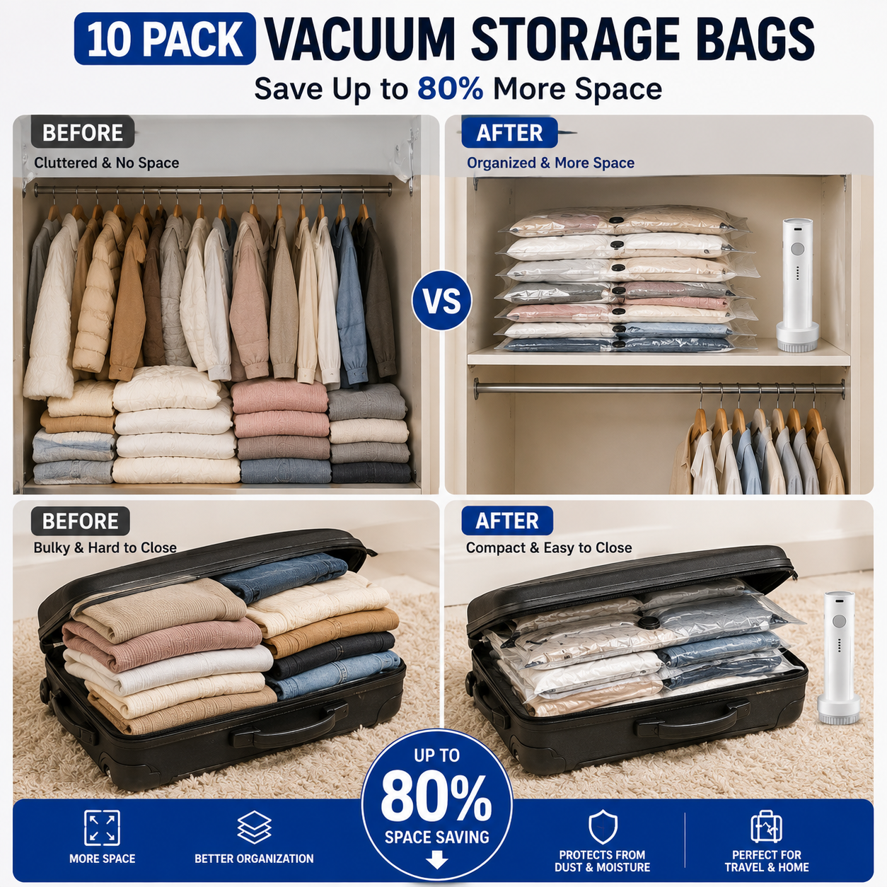 10_Pack Vacuum Storage Bags with Electric Pump