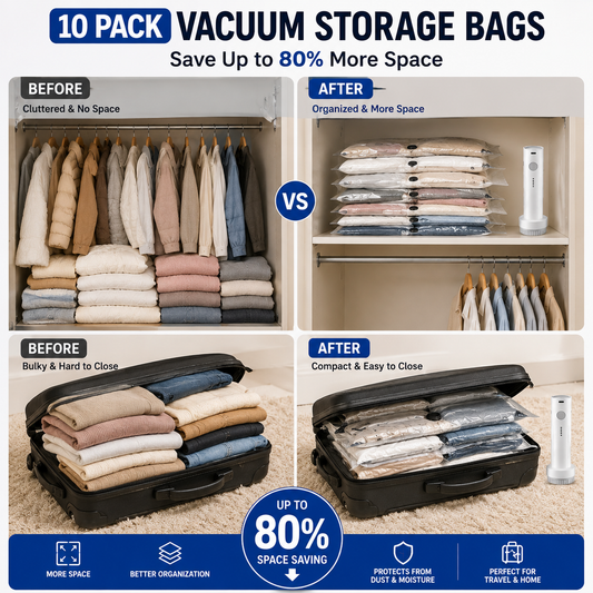 10_Pack Vacuum Storage Bags with Electric Pump