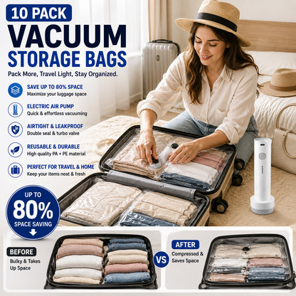 10_Pack Vacuum Storage Bags with Electric Pump